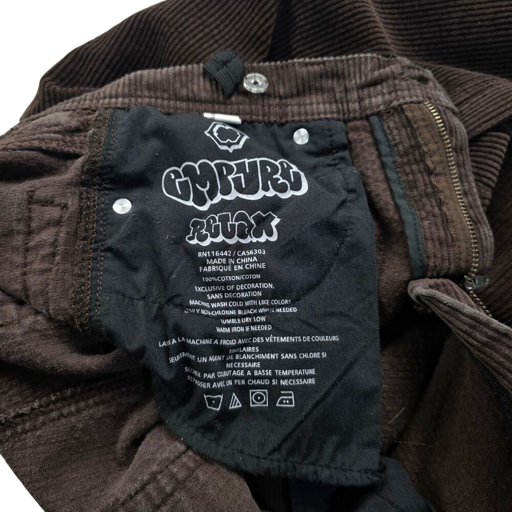Empyre Brown Corduroy Pants Size 26 Wide Leg Skater Streetwear Y2K - Picture 8 of 8